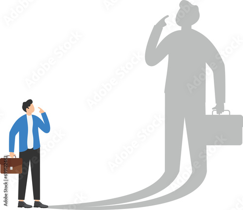 Person fighting his own shadow. Self-defeating concept, Effort

