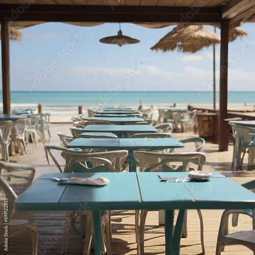restaurant on the beach generated Ai