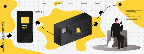 Premium vector parcel terminal for your delivery service.