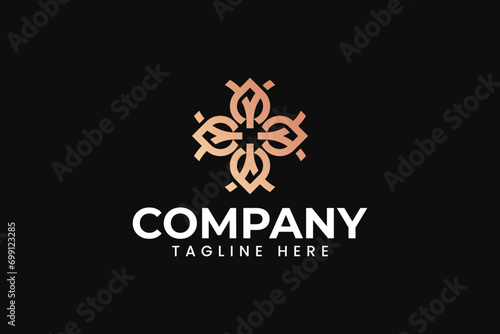 letter A Y with elegant leaves ornament abstract concept logo design
