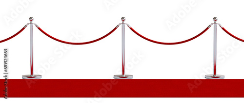 render red carpet and metal barriers with cordon isolated on