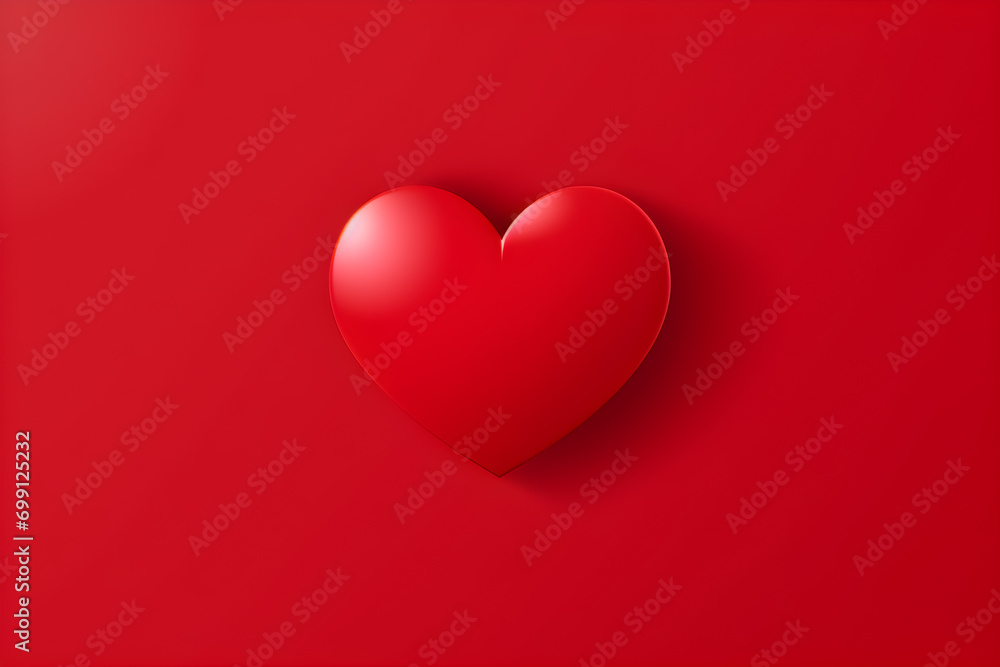 3d render of a red heart on red background