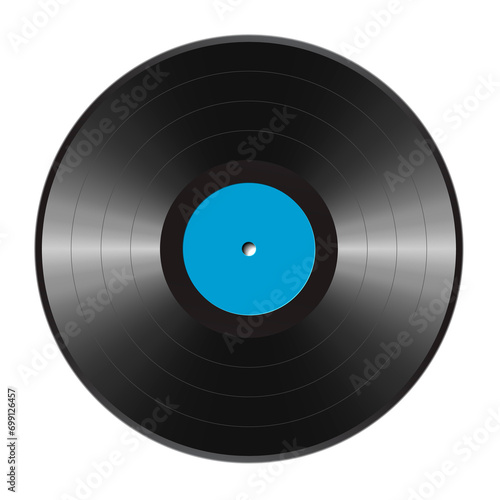 Blank vinyl disc mock up. Realistic empty template of a music record plate. Png clipart isolated on transparent background
