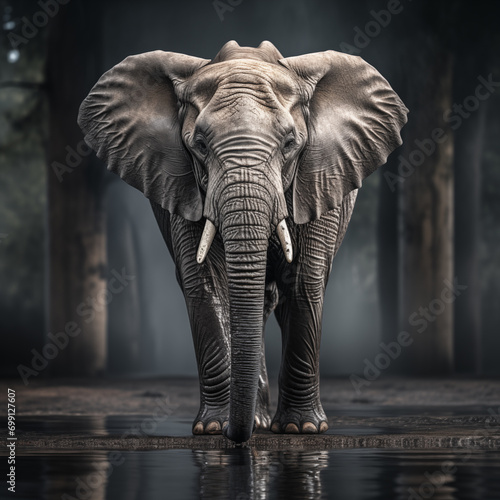 Elephant on a gray background