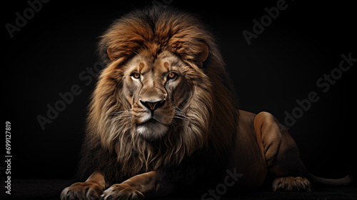 Portrait of a lion on a black background