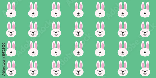 Happy Easter seamless pattern with Groovy cute Bunny. Style Easter card design. Vector illustration for wallpaper, fabric and bed linen print