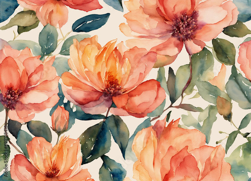 Beautiful watercolor flowers pattern