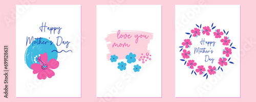 Happy Mother's Day. Holiday greeting cards. Vector illustrations for covers and posters. Cute prints for moms.
 photo