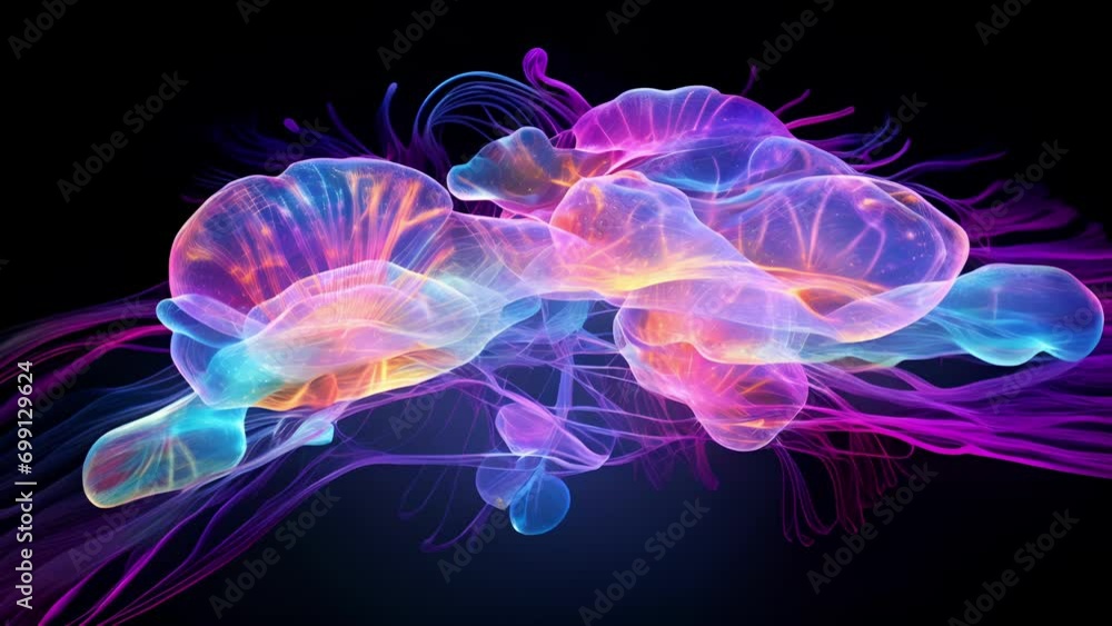 A micrograph of the brains medial temporal lobe, capturing the intense neural activity and heightened attention when the brain is processing new information and experiencing novel situations A micrograph of the brains medial temporal lobe, capturing the intense neural activity and heightened attention when the brain is processing new information and experiencing novel situations
