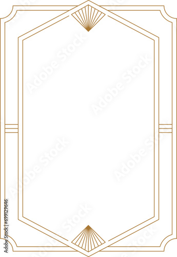Art deco frame. Vintage linear border. Retro design template for wedding invitations, menus, leaflets and greeting cards.