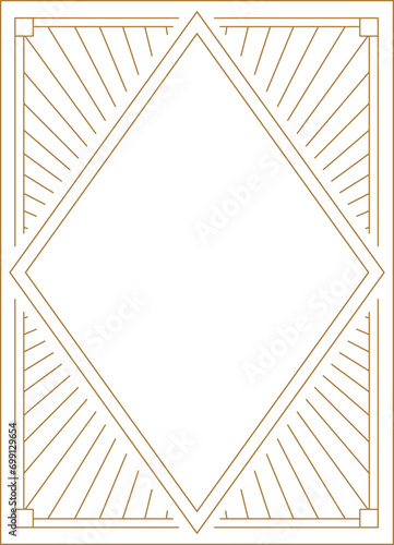 Art deco frame. Vintage linear border. Retro design template for wedding invitations, menus, leaflets and greeting cards.