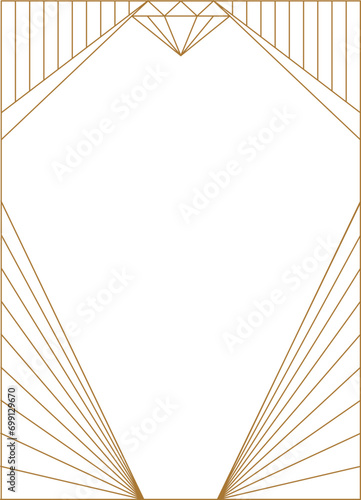 Art deco frame. Vintage linear border. Retro design template for wedding invitations, menus, leaflets and greeting cards.