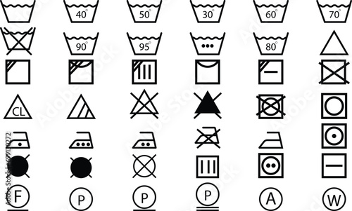 Laundry icons with white background.