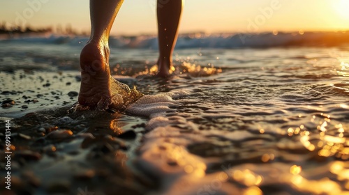 Close up foot walking on the beach. Relax on the beach in vacation © Ilmi