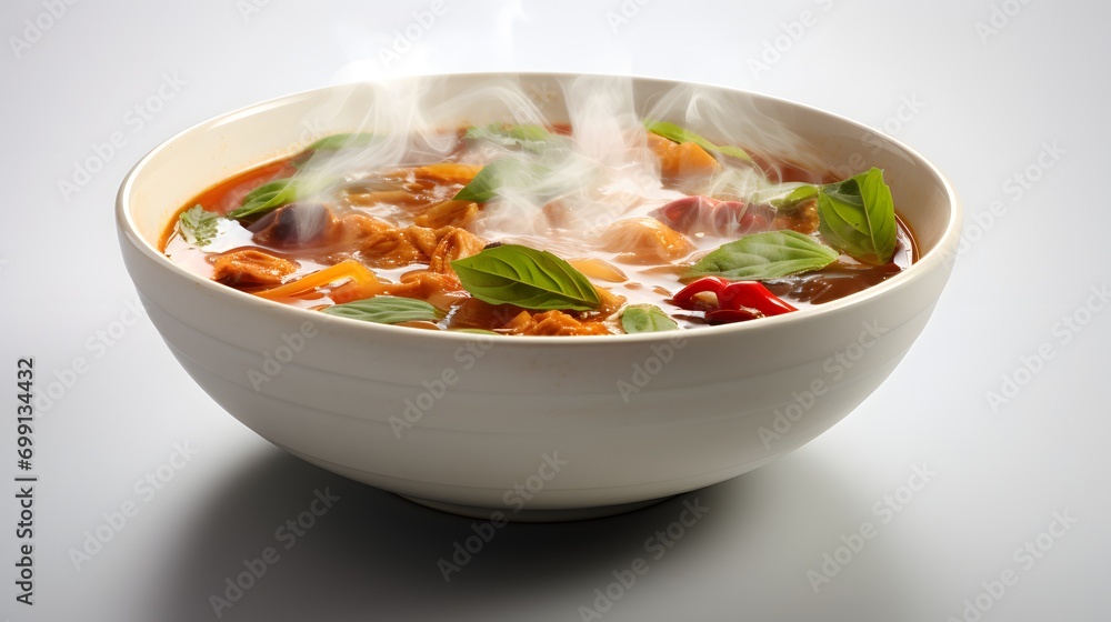 a steaming bowl of soup