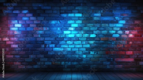 a wall of bricks with colorful lights on it