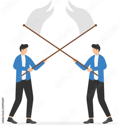 Business conflict. Concept business war vector illustration, Fighting, Flat business cartoon design.

