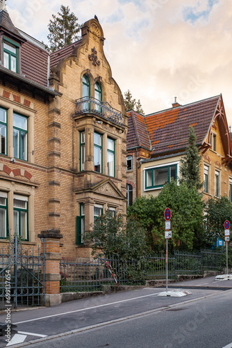 Nineteenth century’s liberty villas in the prettiest residential district of Stuttgart in Europe