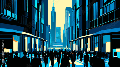 A bustling stock market floor. vektor icon illustation