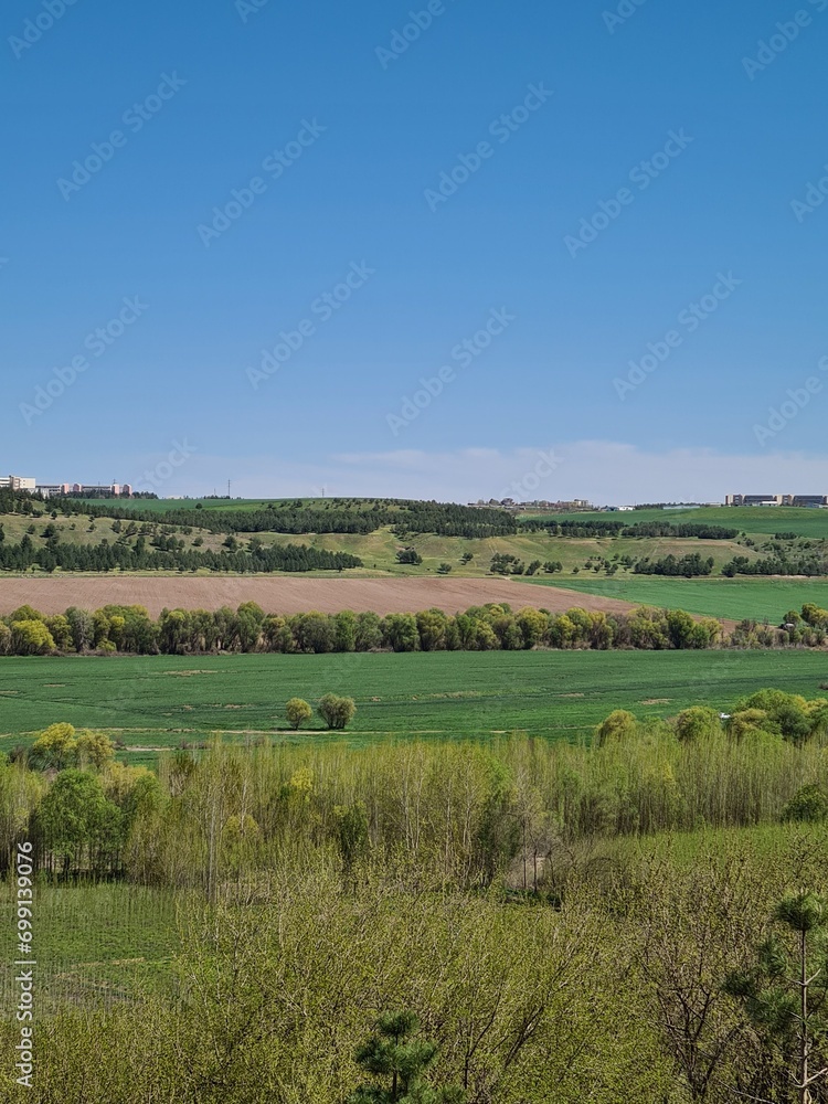 Landscape with Fields and Blue Sky in Hevsel Gardens