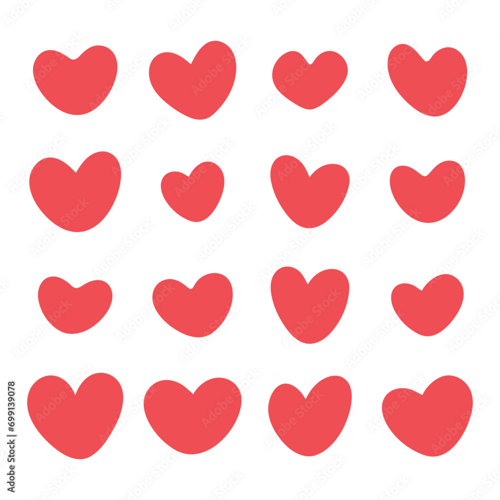 Collection of vector hearts elements on white background. Valentine's Day decorative elements.