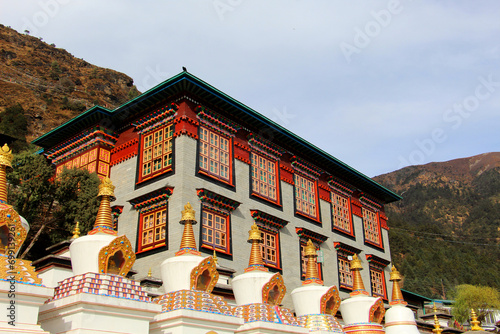 Thupten Choeling Monastery. Thupten Choling is a celibate Buddhist monastery located in the high and remote mountains of Nepal. photo