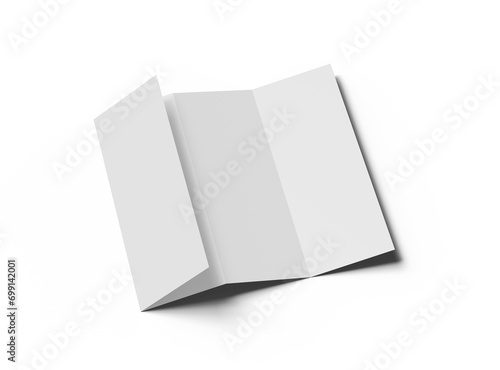 Blank accordion 4 panel fold A4 leaflet renders on transparent background