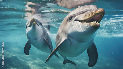 dolphins swimming in the ocean © Kien
