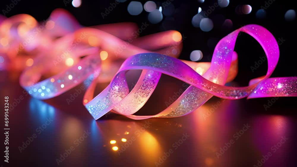 A playful ribbon, playfully bouncing and twirling around, creating heart shapes and leaving behind a trail of sparkles. A playful ribbon, playfully bouncing and twirling around, creating heart shapes and leaving behind a trail of sparkles.