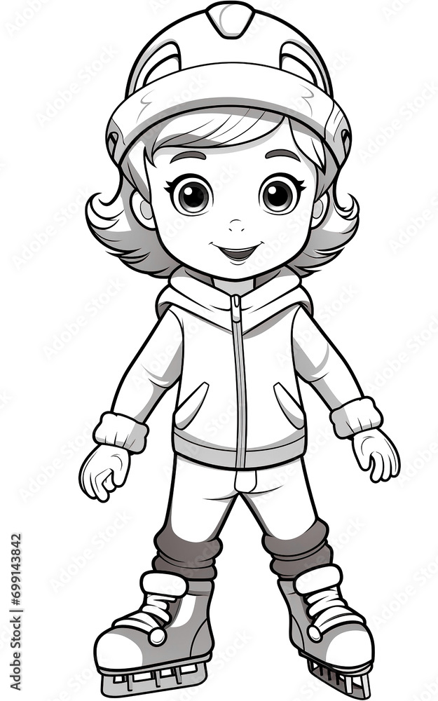 Obraz premium Coloring page of boy in ski suit isolated on transparent background