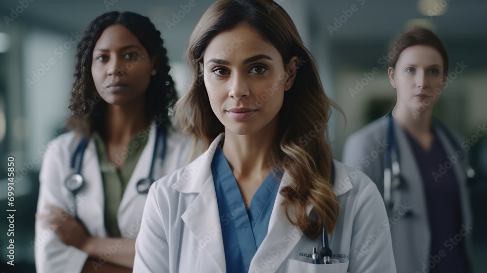Close-up of Female Doctors standing at the hospital Close-up of Female Doctors standing at the hospital