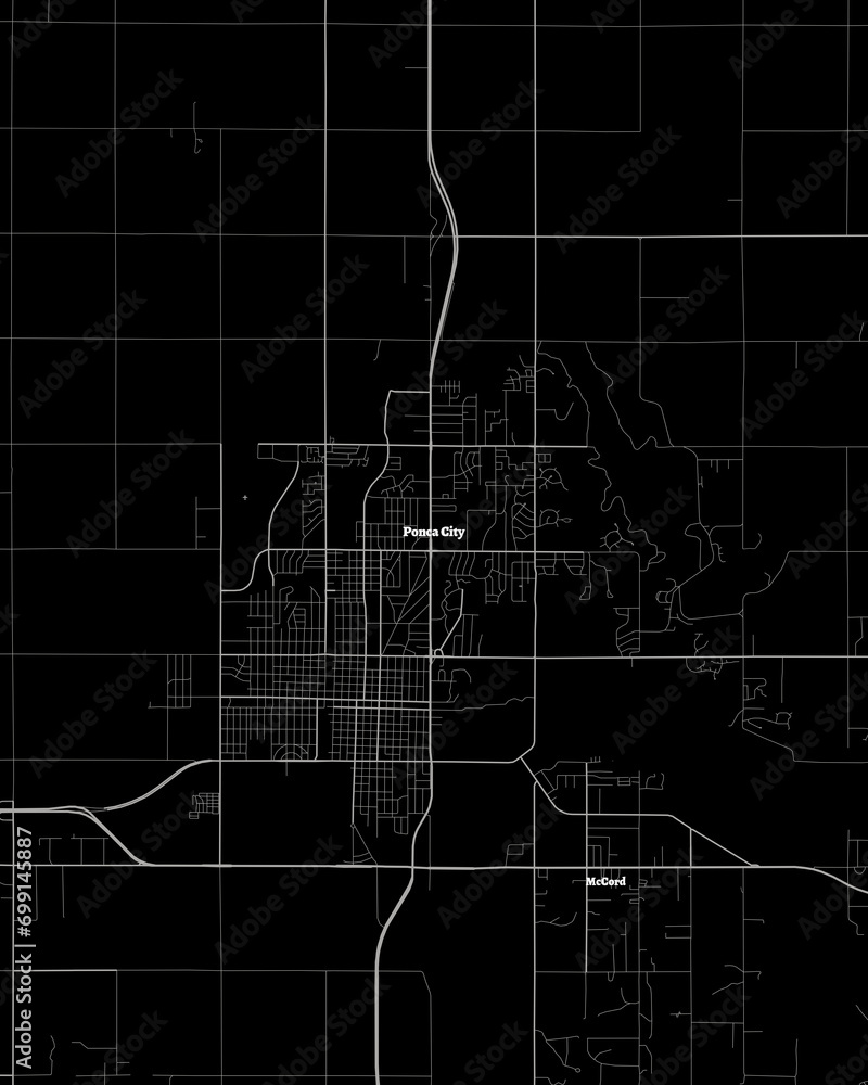 Ponca City Oklahoma Map, Detailed Dark Map of Ponca City Oklahoma