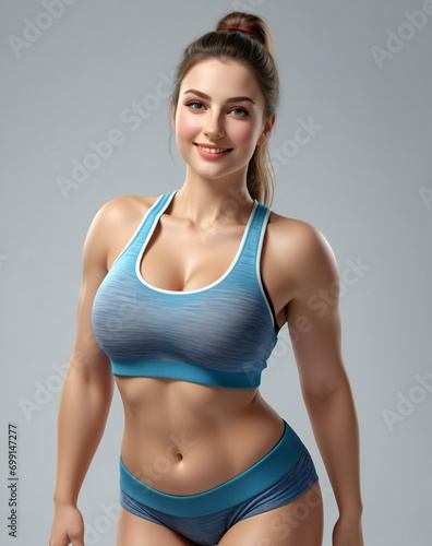Portrait of beautiful slim girl with perfect body in sportswear