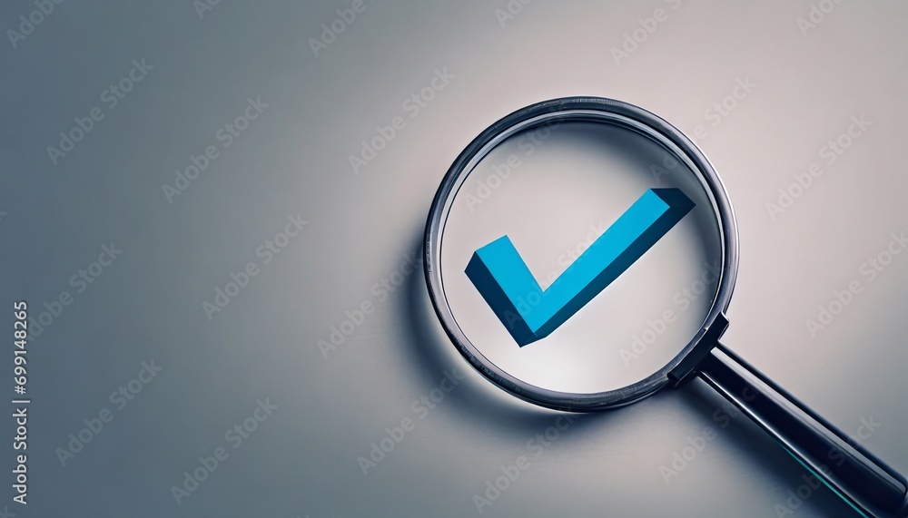 AI generated illustration of a magnifying glass icon with checkmark inside AI generated illustration of a magnifying glass icon with checkmark inside