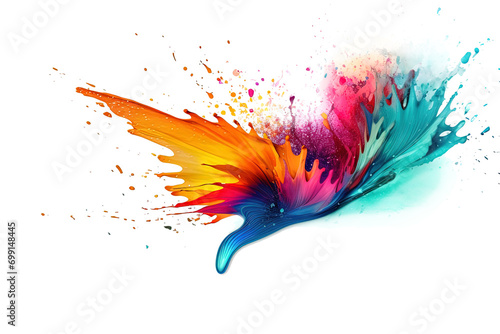 AI generated image of an explosion of colored inks on a white background. Mixes and shapes. transparent background. Abstract concept.