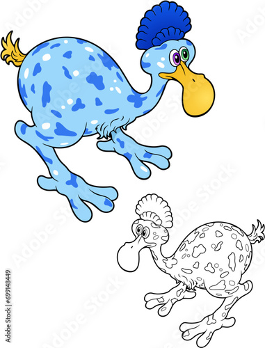 Alien birdlike creature, with bonus black outline version