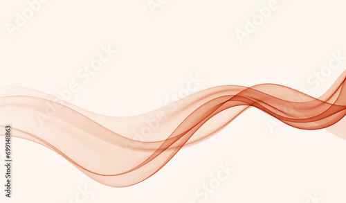 Abstract peach swirl wave background. Design element, transparent wave flow lines.