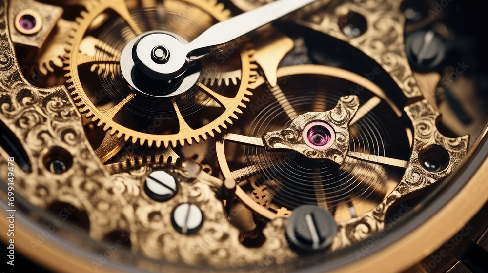 Close-up of a mechanical gears in swiss watch Close-up of a mechanical gears in swiss watch