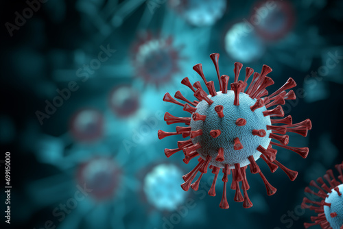 Macro image of virus. Generative AI