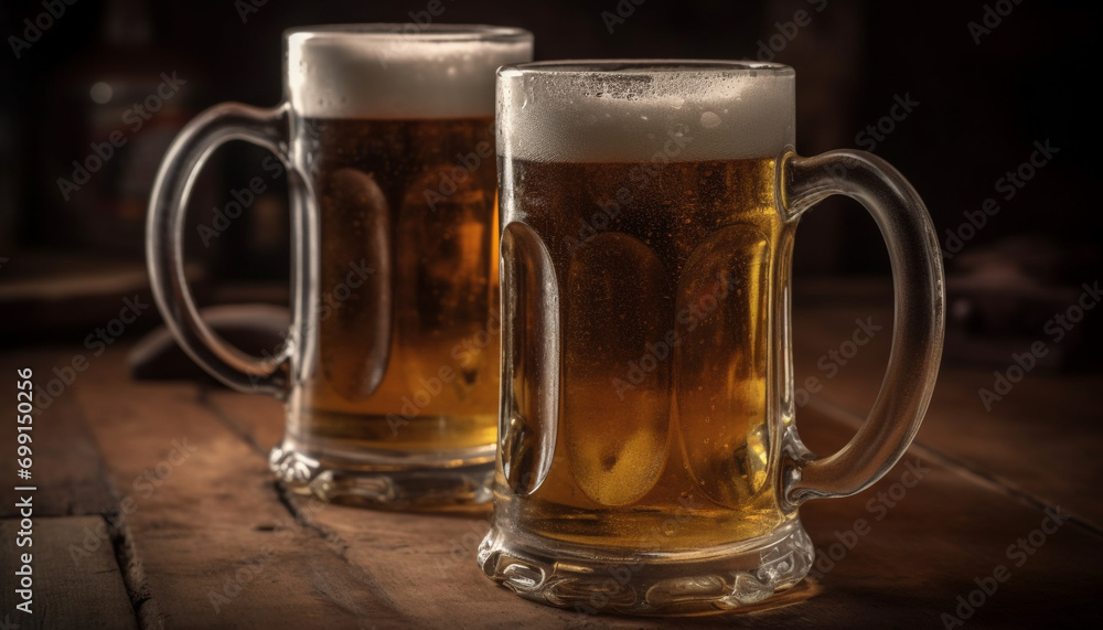 Freshness in a pint glass, a frothy drink for celebration generated by AI Freshness in a pint glass, a frothy drink for celebration generated by AI