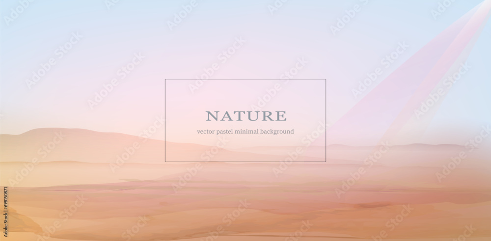 Sinai panoramic view, desert and mountains in the horison.  Watercolor textured vector background.  - obrazy, fototapety, plakaty 