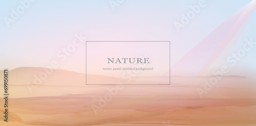 Sinai panoramic view, desert and mountains in the horison.  Watercolor textured vector background.  photo