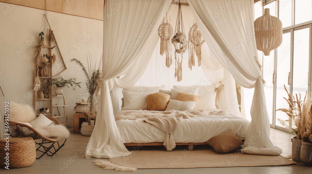 Hanging Drapes Around a Bed for a Boho Canopy