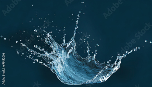 splashes of water on a dark blue background 3d rendering photo