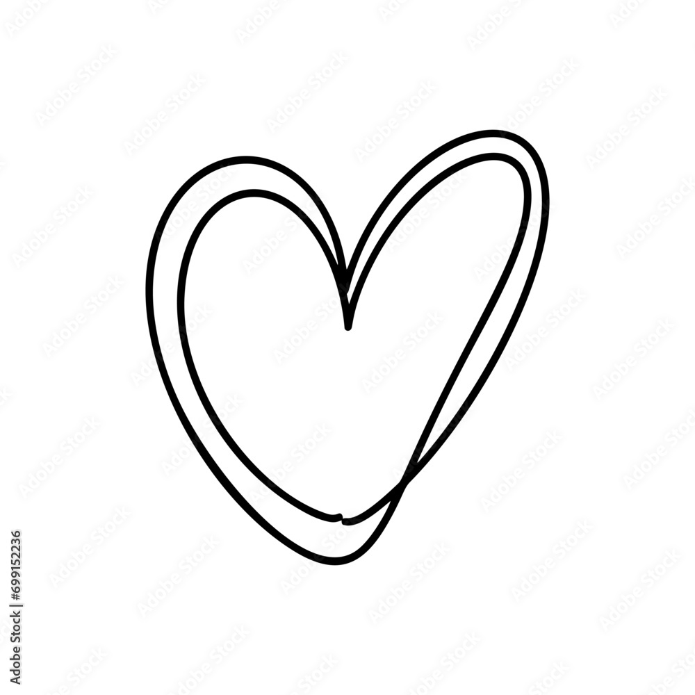 Love heart vector line illustration. Black outline. Element for Valentine Day banner, poster, greeting card Love heart vector line illustration. Black outline. Element for Valentine Day banner, poster, greeting card