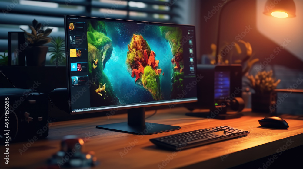 Fototapeta premium A gaming computer on the desk