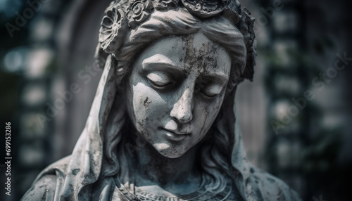 Christianity famous statue of grief  a symbol of spirituality and sadness generated by AI