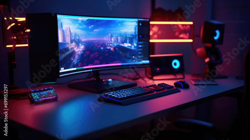 A gaming computer on the desk
