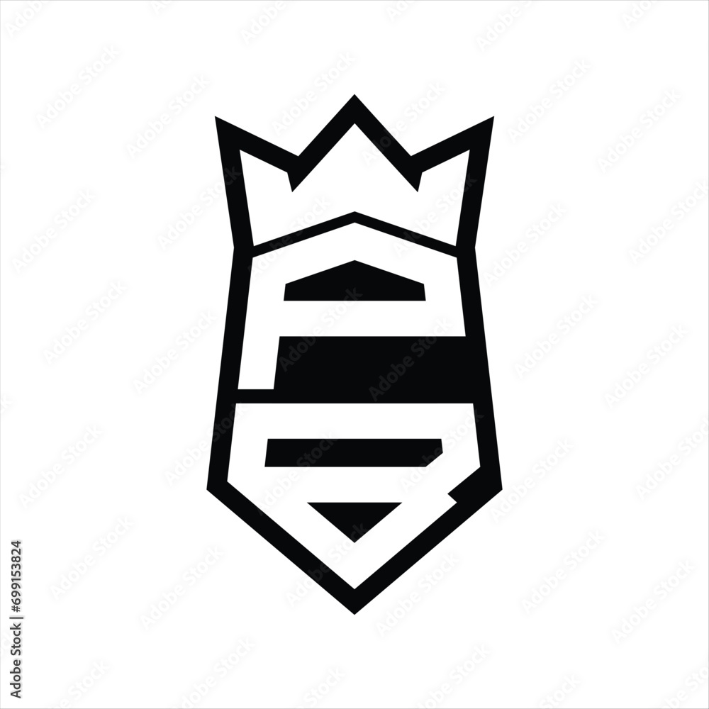 PB Letter Logo monogram hexagon shield shape up and down with crown isolated style design PB Letter Logo monogram hexagon shield shape up and down with crown isolated style design