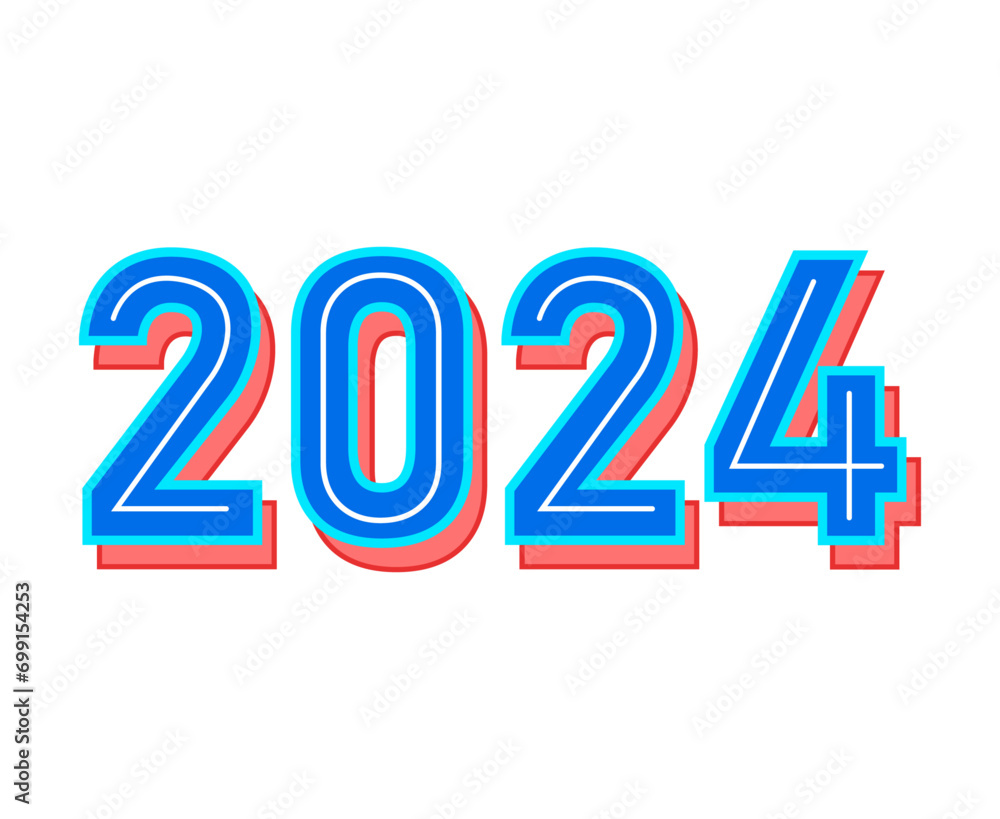 Happy New Year 2024 Abstract Blue And Red Graphic Design Vector Logo Symbol Illustration Happy New Year 2024 Abstract Blue And Red Graphic Design Vector Logo Symbol Illustration
